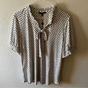 Adrianna Papell Polka Dot Blouse - Black and White Size L